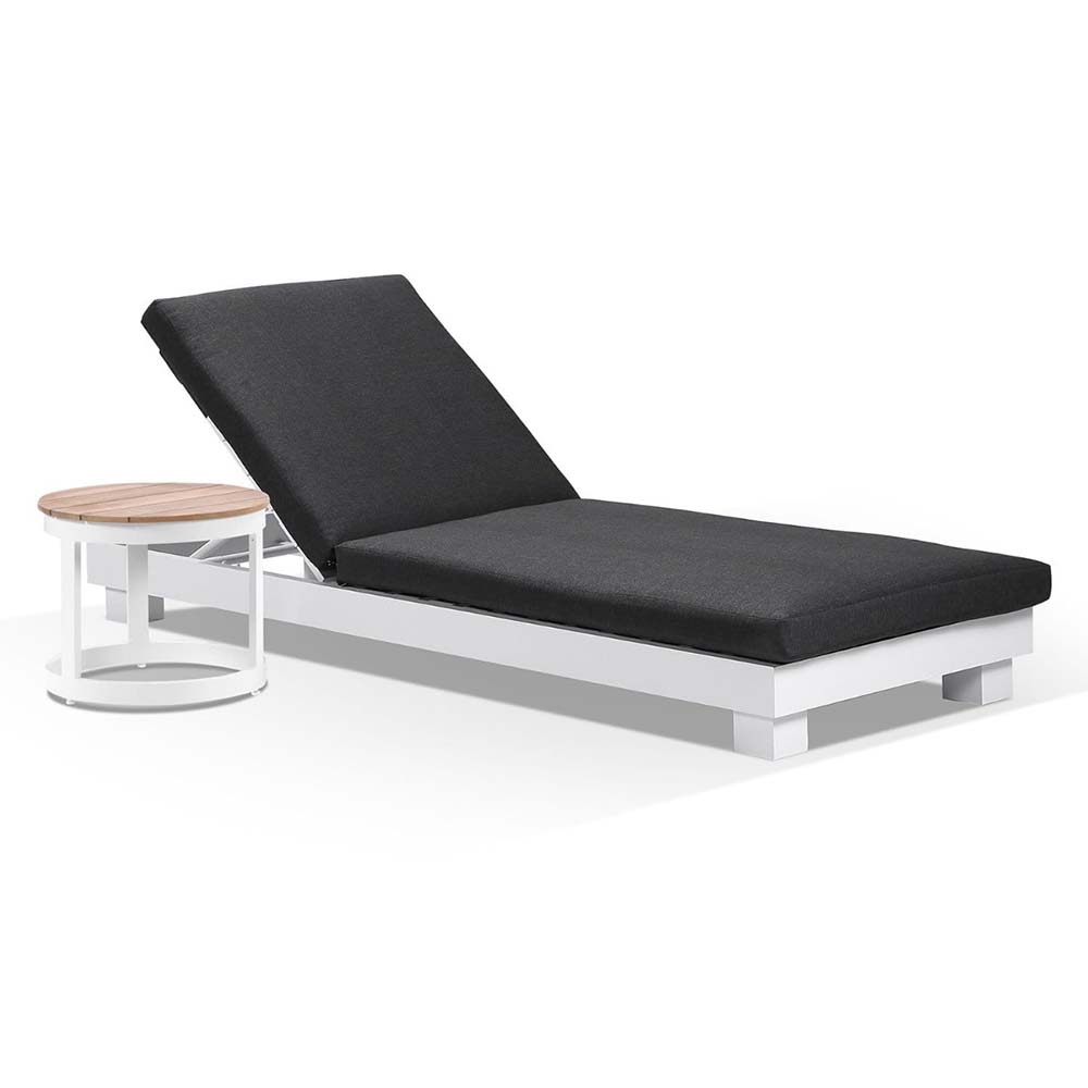 Santorini Aluminium Sun Lounge w/ Round Side Table