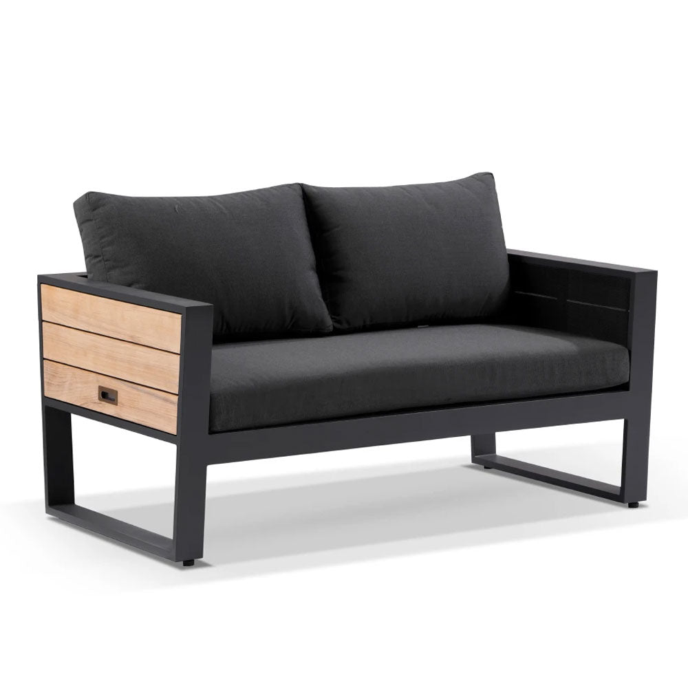 Corfu 2 Seater Outdoor Aluminium and Teak Timber Lounge with Sunbrella®