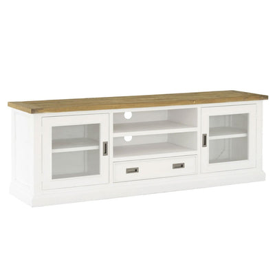 Leura Belle Entertainment TV Unit in Brushed with Natural Timber Top