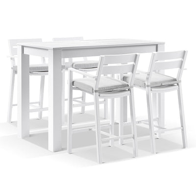 Santorini Outdoor Aluminium 1.5m Bar Table with 4 Bar stools