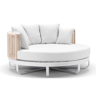 Cannes Outdoor Round Aluminium and Rope Daybed Sun Lounge
