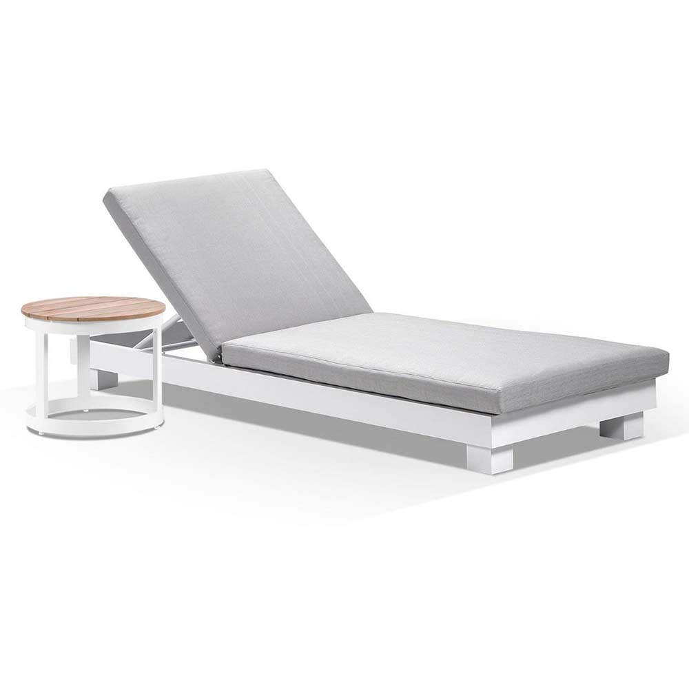 Santorini Aluminium Sun Lounge w/ Round Side Table