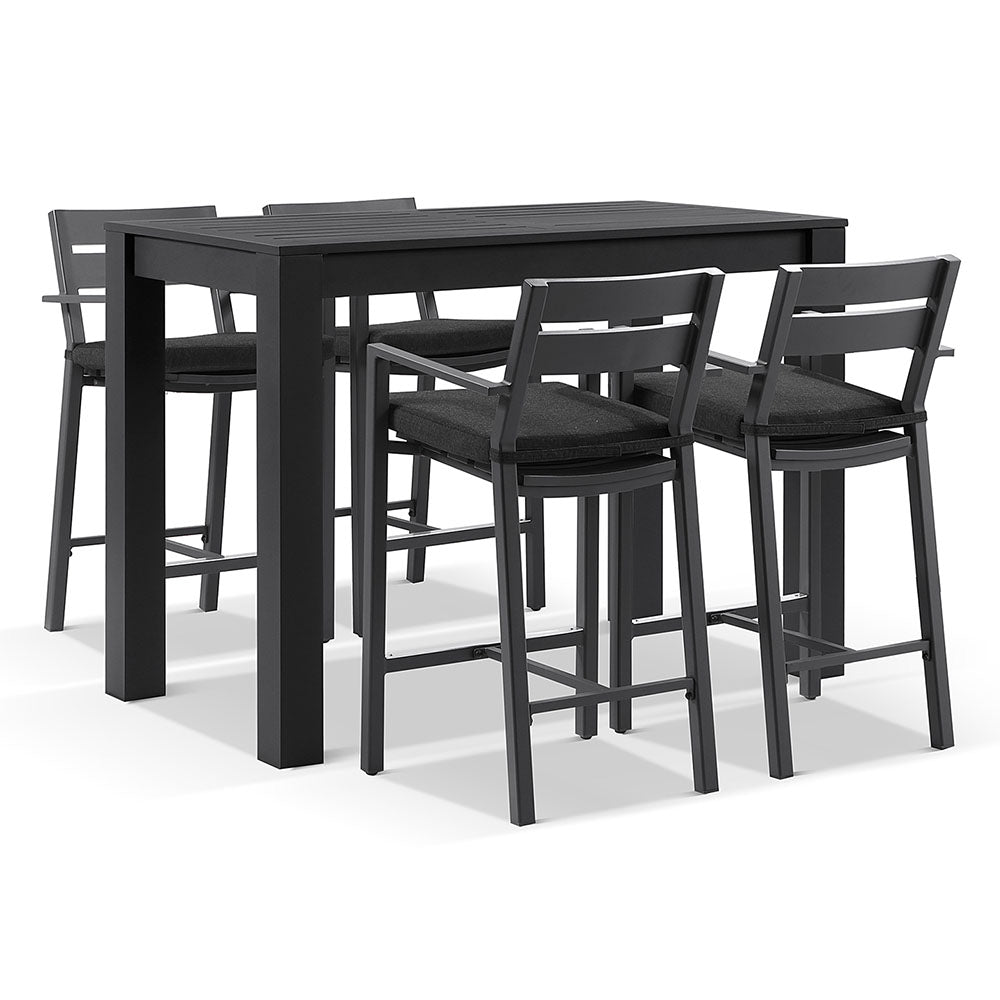 Santorini Outdoor Aluminium 1.5m Bar Table with 4 Bar stools