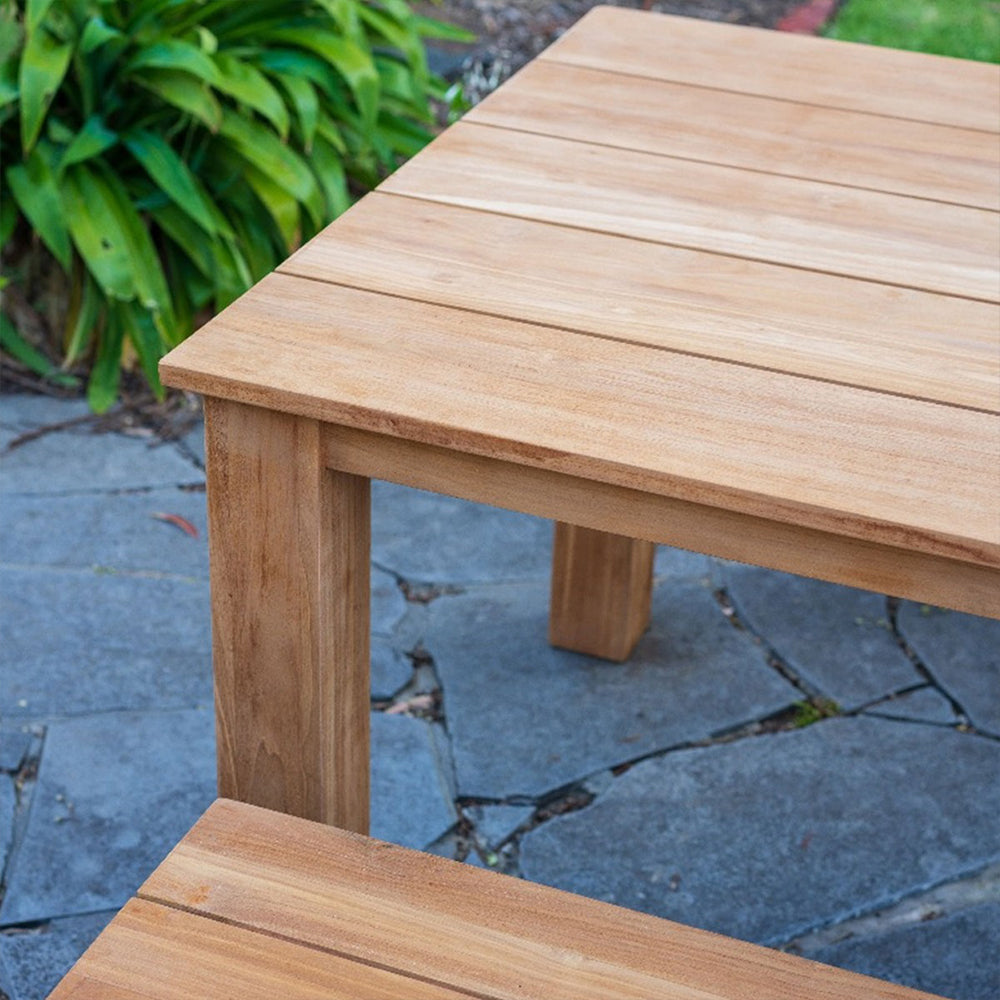 Barbados Outdoor Teak 3m Rectangle Table with 2 Bench Seats