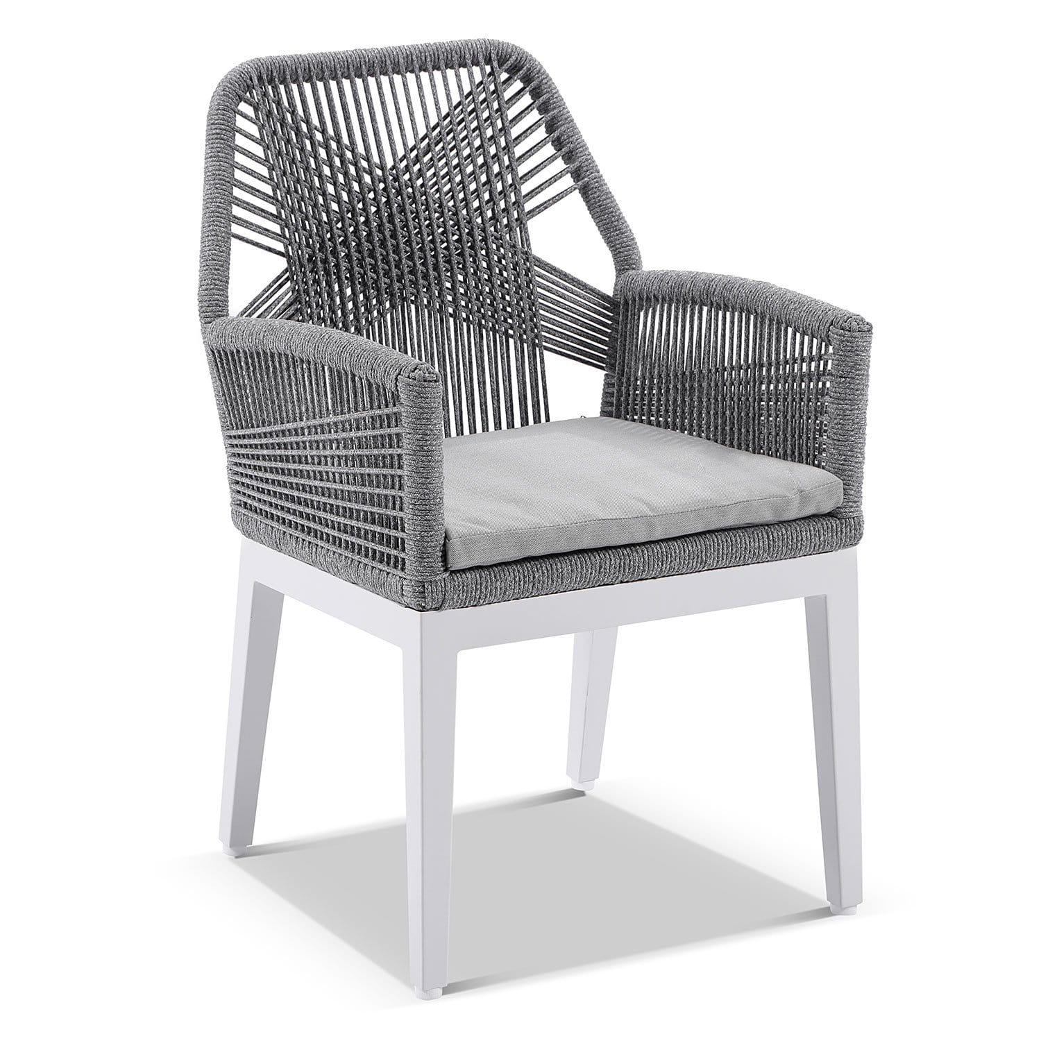 Tuscany Round 1.8m Outdoor Aluminium and Teak Dining Table with 8 Hugo Rope Chairs