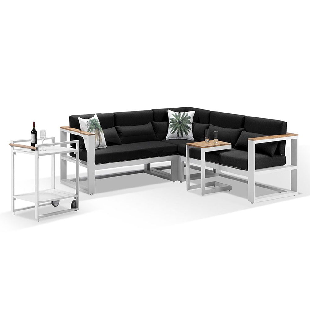 Balmoral Aluminium Teak Lounge w/Bar Cart & Side Table