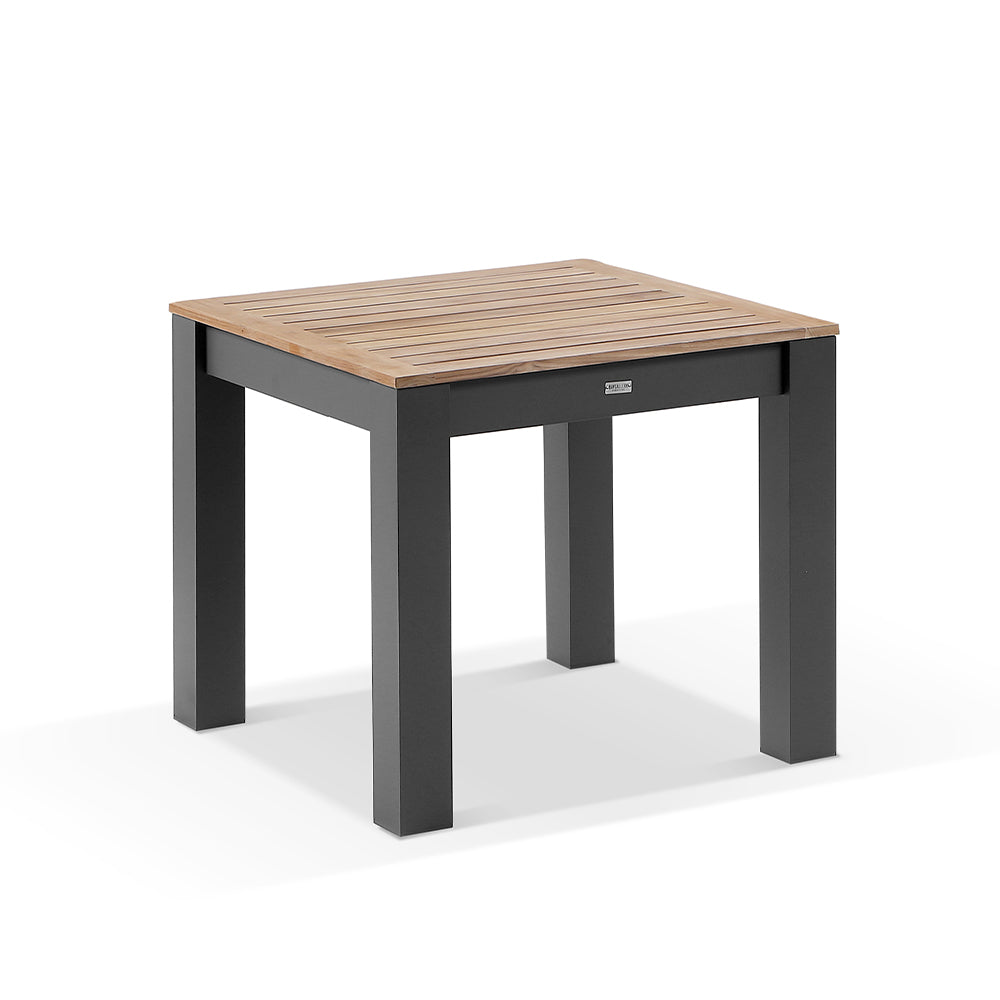 Balmoral 4 Seater Square Teak Top Aluminium Dining Table with Capri Chairs