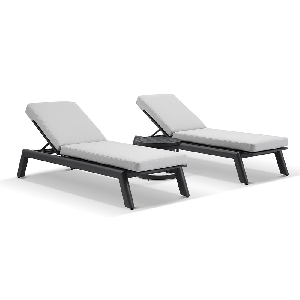 Bondi Outdoor Aluminium Sun lounge Set with Santorini Side Table Bay