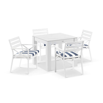 Hugo Outdoor 4 Seater Square Ceramic and Aluminium Dining Table with Kansas Chairs