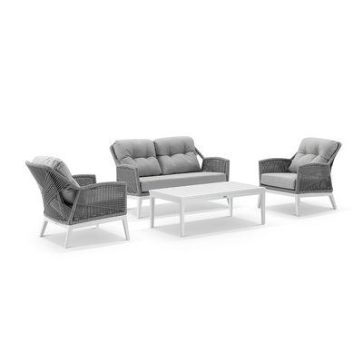 Hugo 2+1+1 Seater Outdoor Aluminium and Rope Lounge Set with Coffee Table