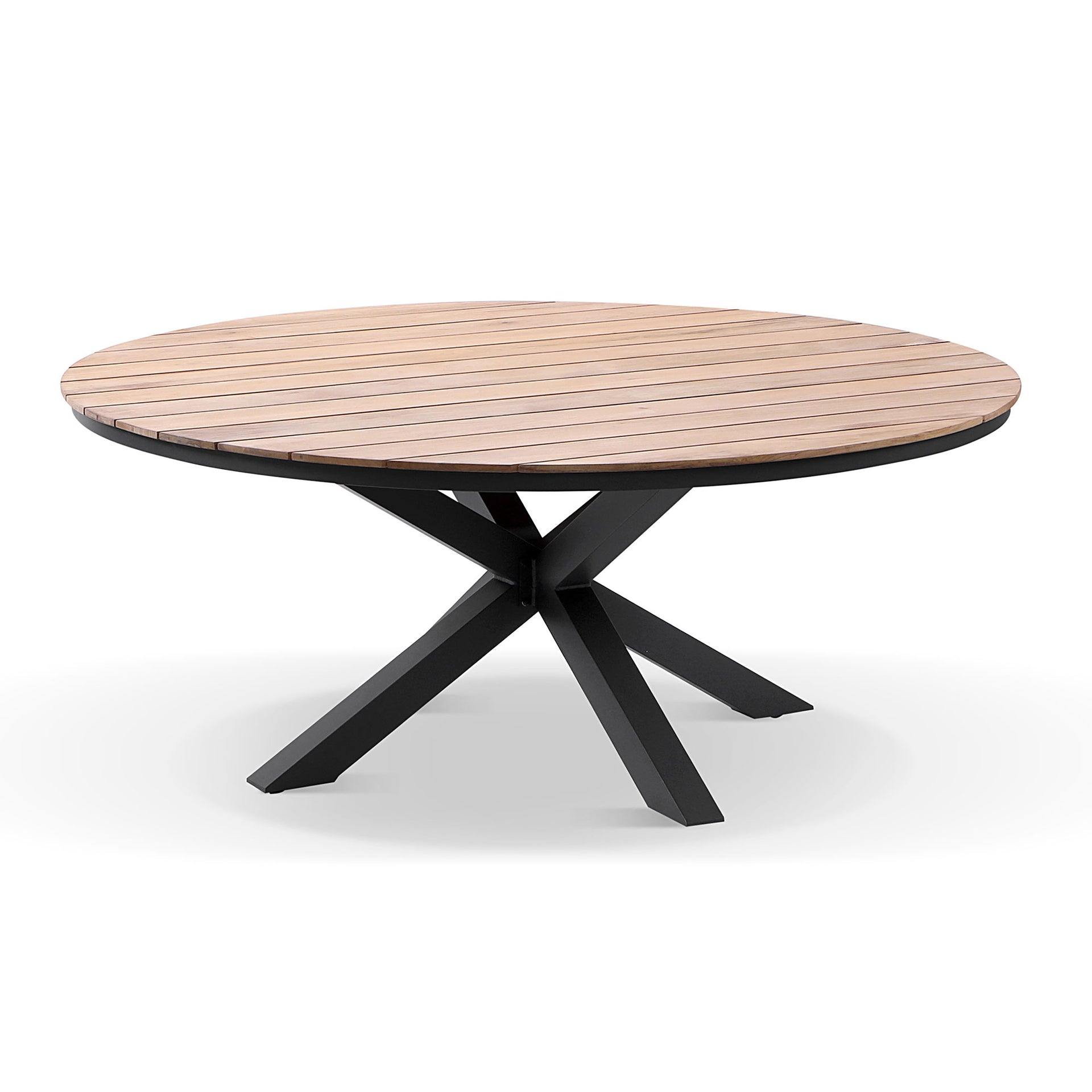 Tuscany Round 1.8m Outdoor Aluminium and Teak Dining Table with 8 Watego Malawi Style Wicker Dining Chairs