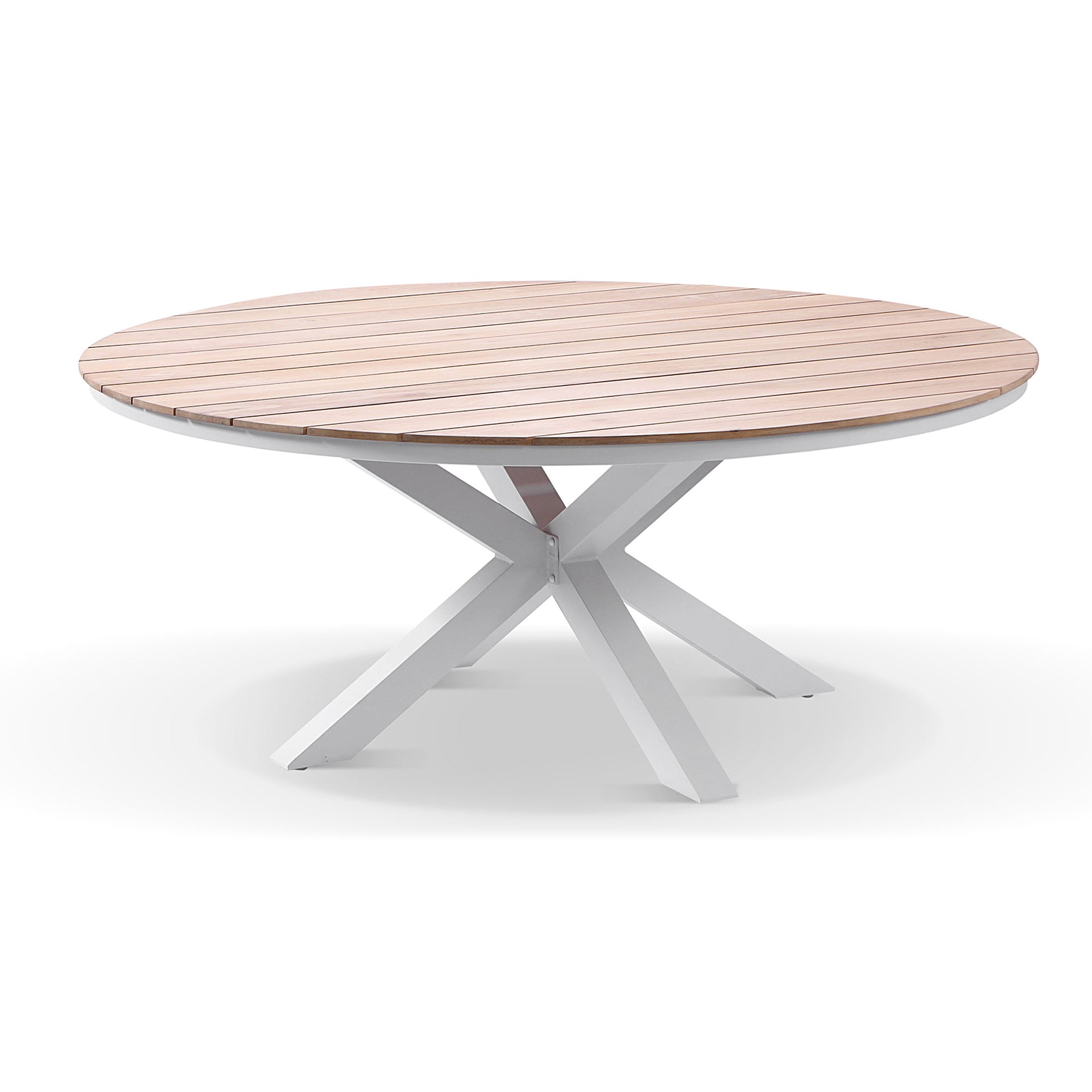Tuscany Round 1.8m Outdoor Aluminium and Teak Dining Table with 8 Hugo Rope Chairs
