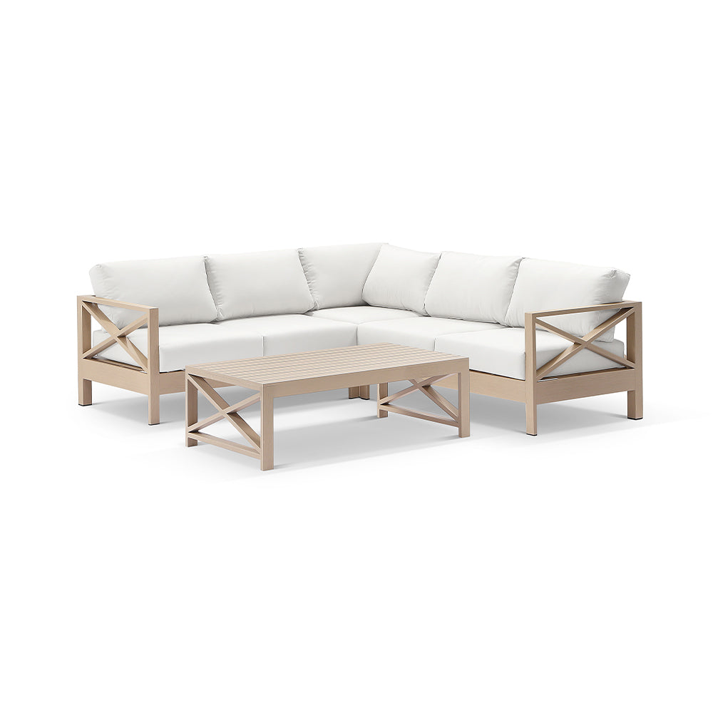 Kansas Package A - Outdoor Aluminium Corner Modular Lounge Set with Coffee Table