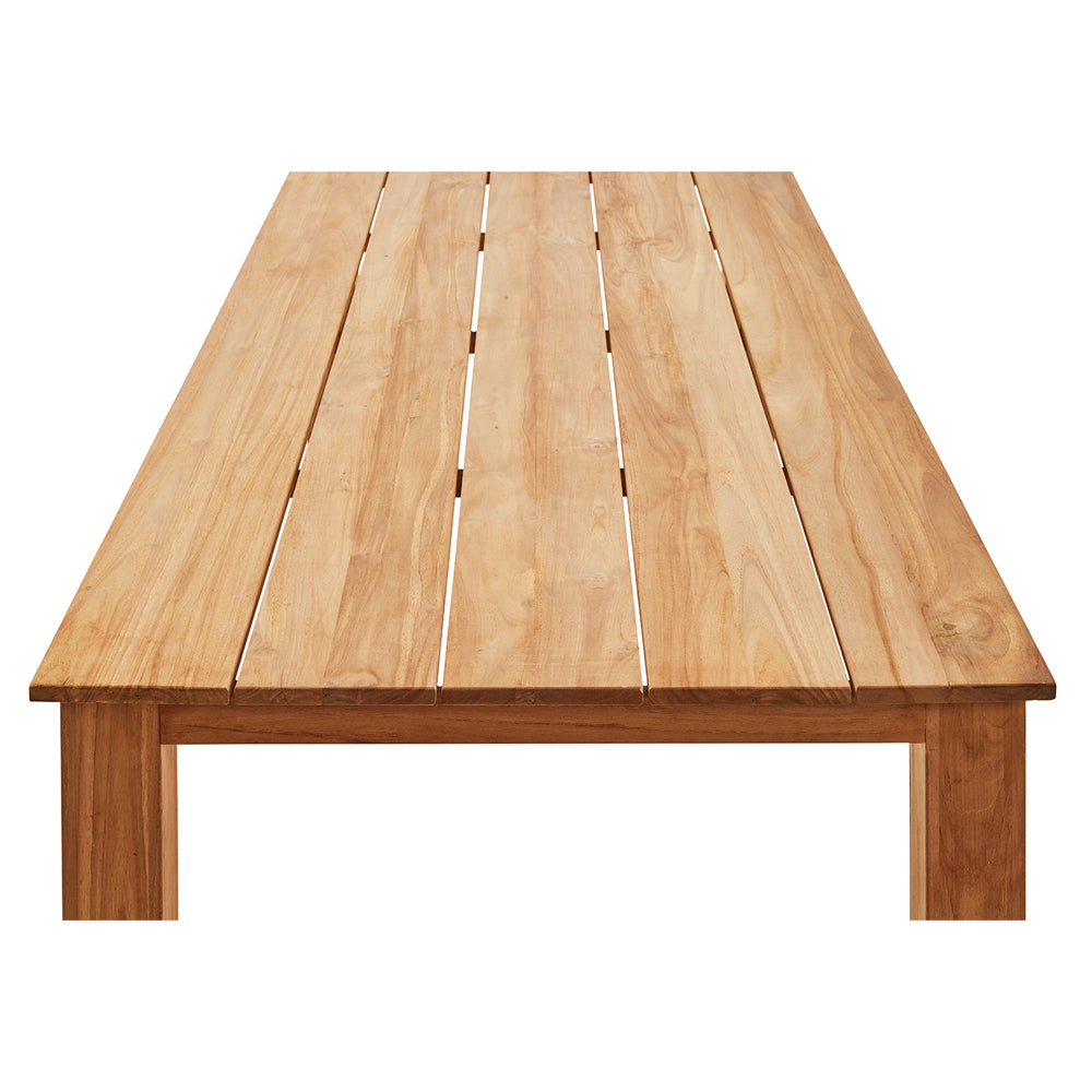 Barbados Outdoor Teak 2.4m Rectangle Table with 2 Bench Seats FSC Certified Teak Timber