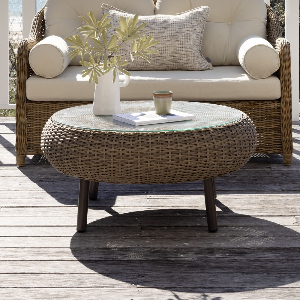 Plantation Hamptons Outdoor Round Wicker Coffee Table