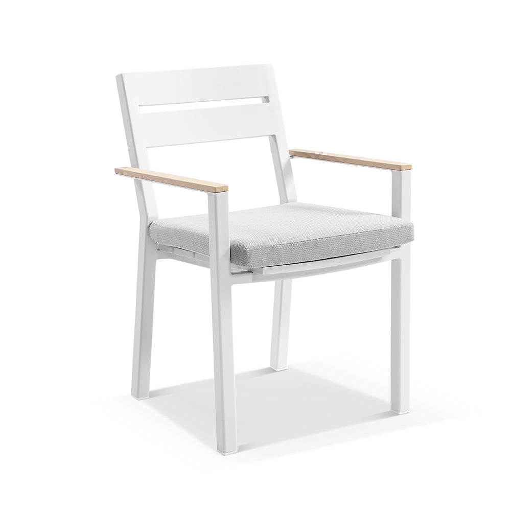 Capri Outdoor Aluminium Dining Chair with Teak Timber Arm Rests
