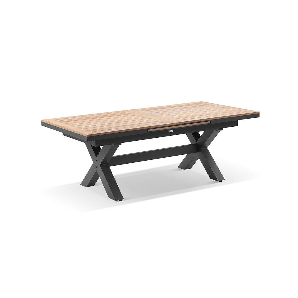 Austin Outdoor 2.2m - 3m Extension Teak Timber and Aluminium Dining Table