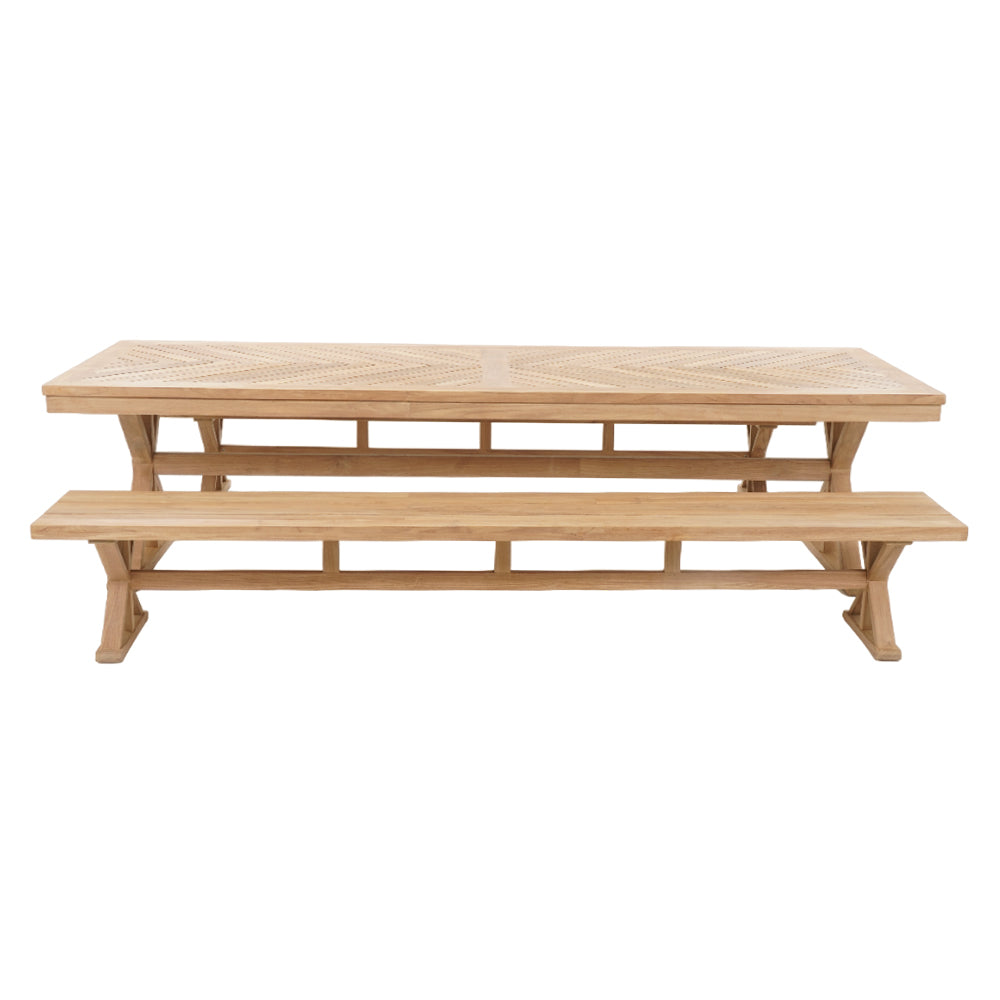 Darlington Outdoor 2.5m Teak Timber Dining Set with Benches