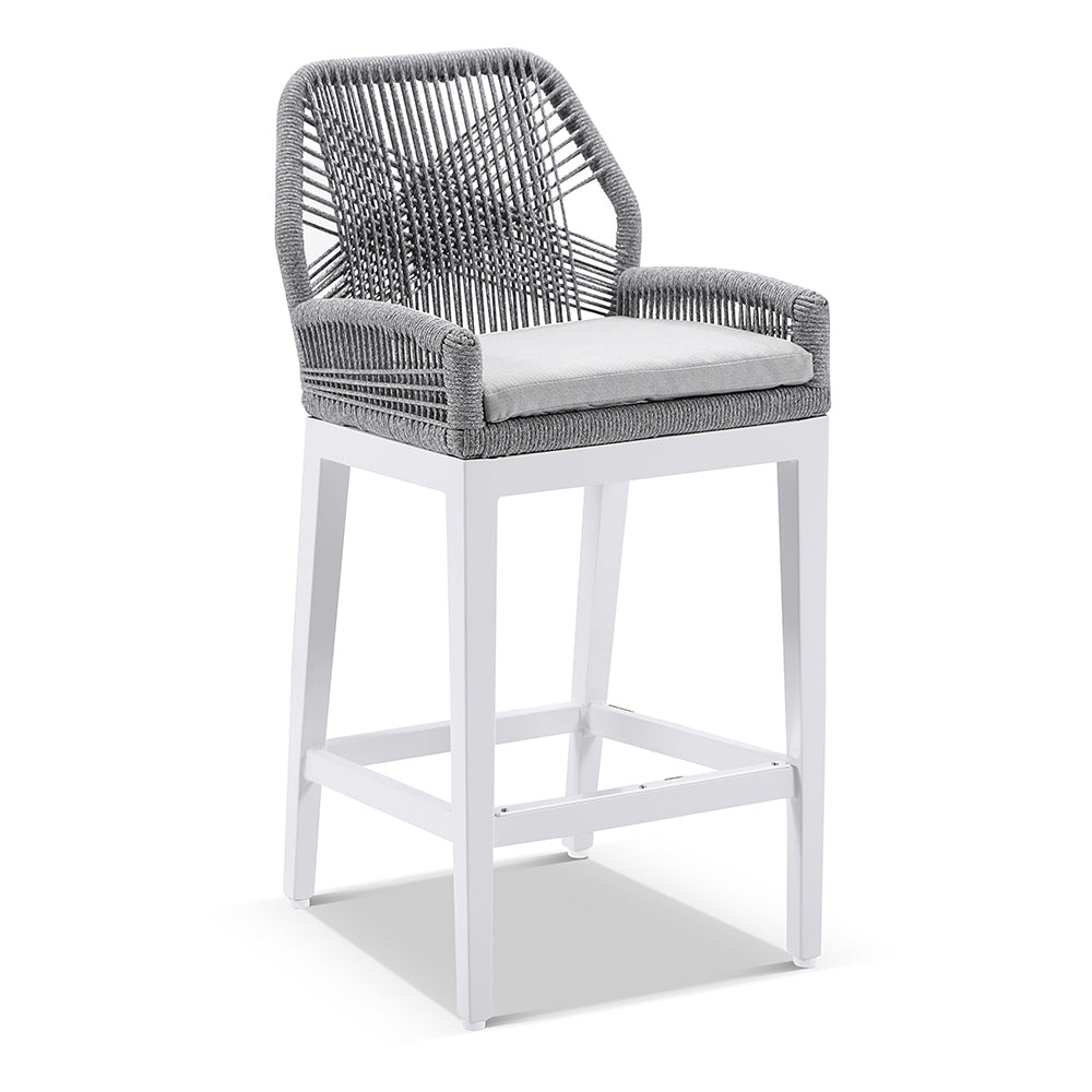Hugo Ceramic 1.5m Aluminium Bar Table with 4 x Hugo Rope Stools
