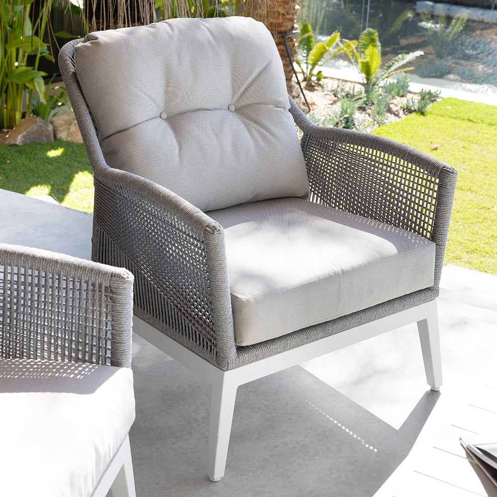 Hugo 3+1+1 Seater Outdoor Aluminium and Rope Lounge Set with Coffee Table