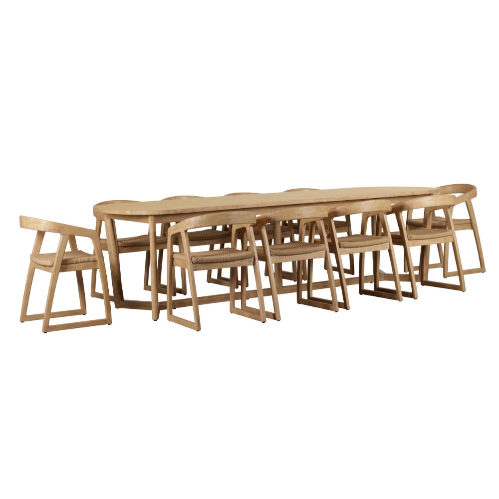 Kingscliff 10 Seater Rectangle Indoor Timber Dining Table and Chairs Setting