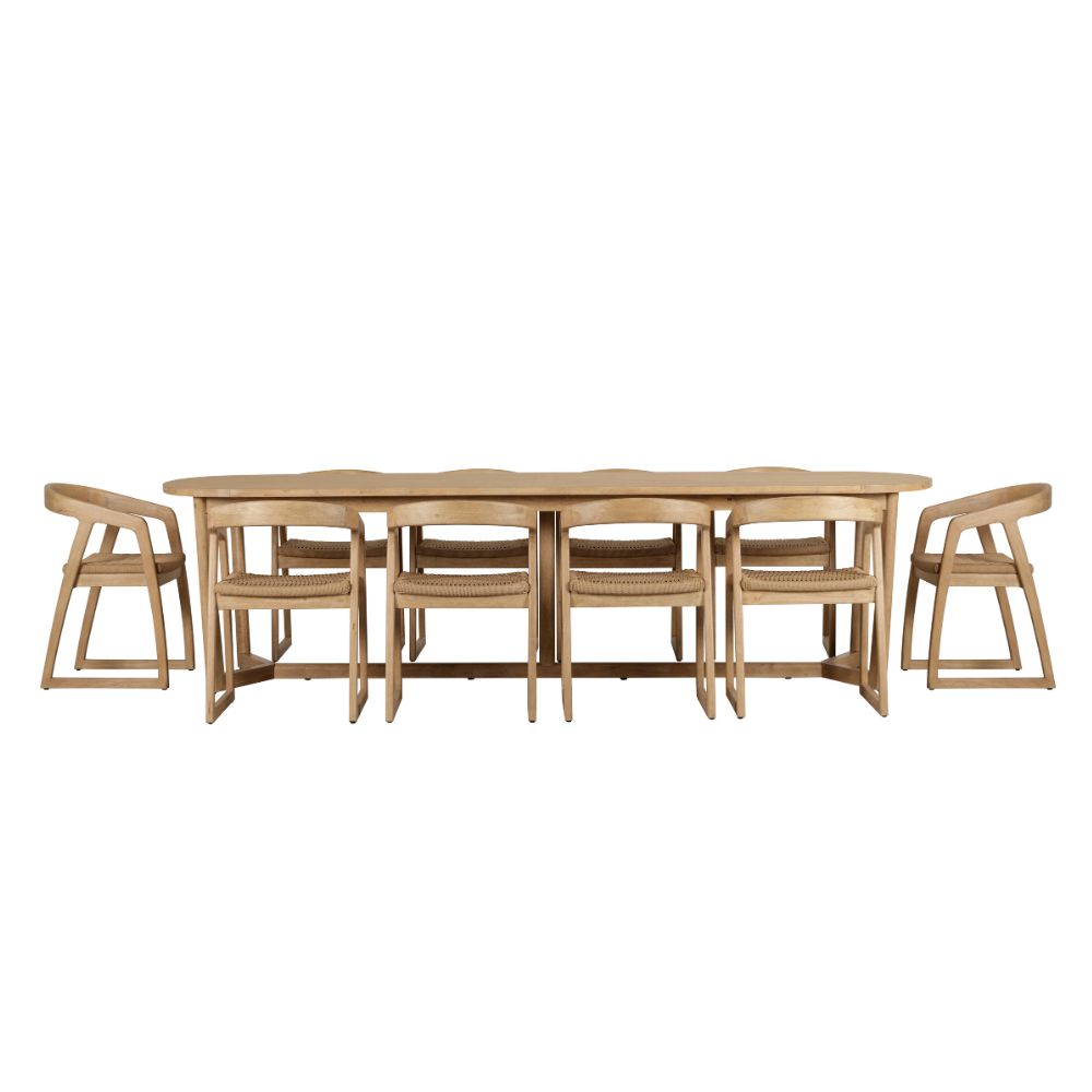 Kingscliff 10 Seater Rectangle Indoor Timber Dining Table and Chairs Setting