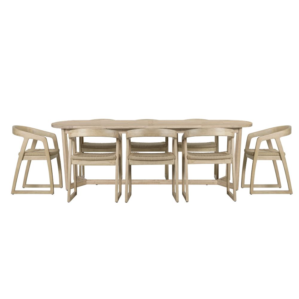 Kingscliff 8 Seater Rectangle Indoor Timber Dining Table And Chairs Setting