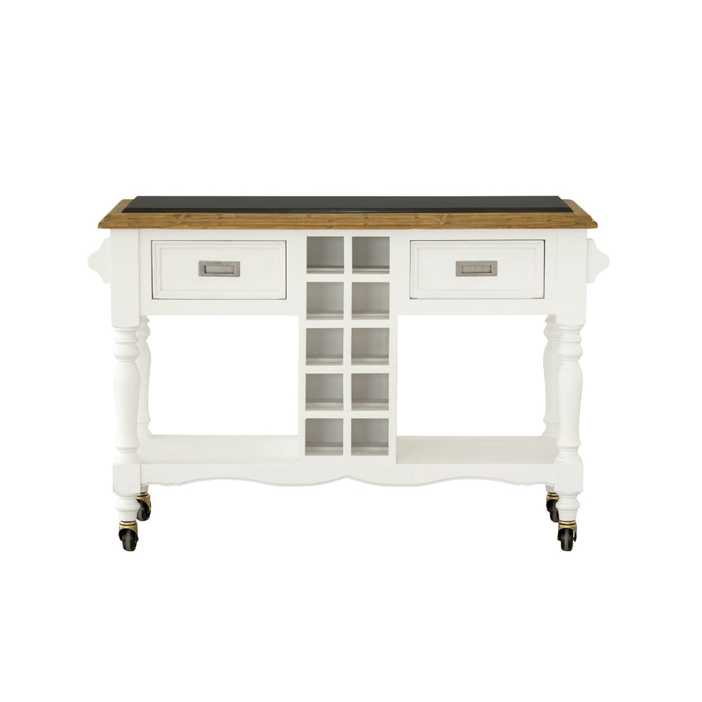 Leura Belle Kitchen Island Bench in Brushed with Natural Timber Top