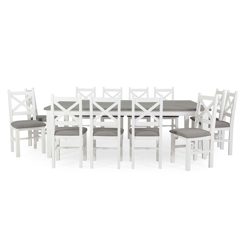 Ashton 12 Seater Large Rectangle Timber Dining Table and Chairs Wooden Setting