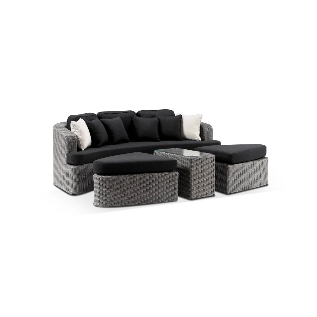 Noosa Outdoor Modular 4 Piece Daybed in Half Round Wicker