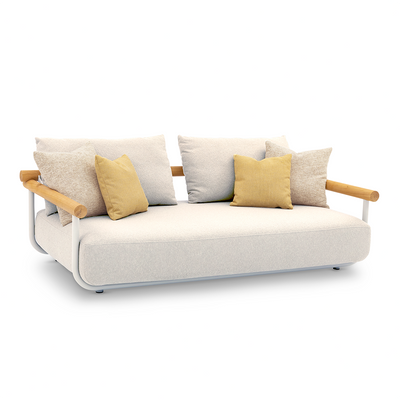 Albany 3 Seater Outdoor Aluminium and Teak Timber Daybed Lounge