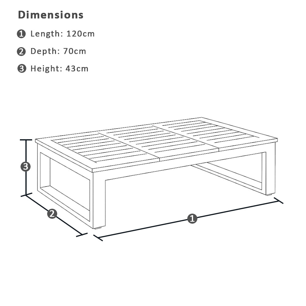 Whitehaven 3+1+1 Outdoor Aluminium Lounge with Sunbrella Cushions with Santorini Coffee Table
