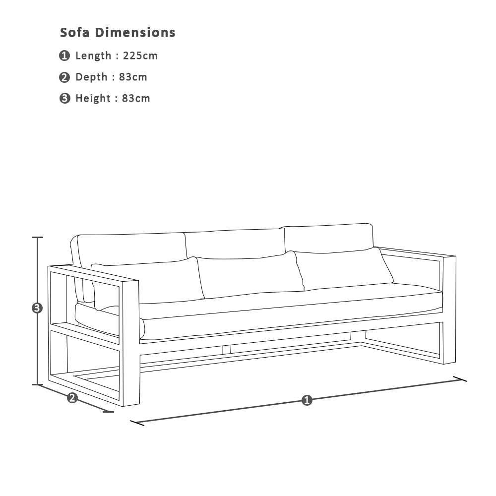 Balmoral 3 Seater Outdoor Aluminium and Teak Lounge