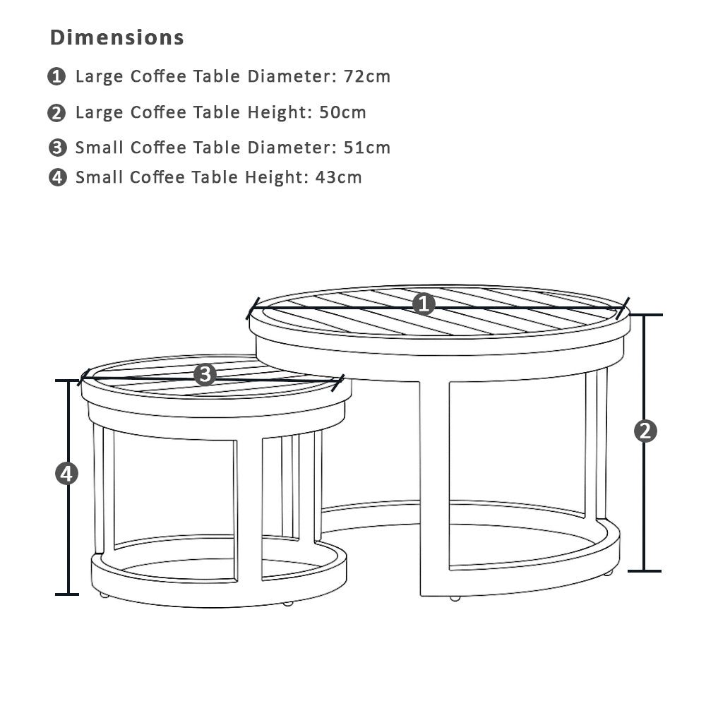 Santorini Round Outdoor Aluminium Side Table Set