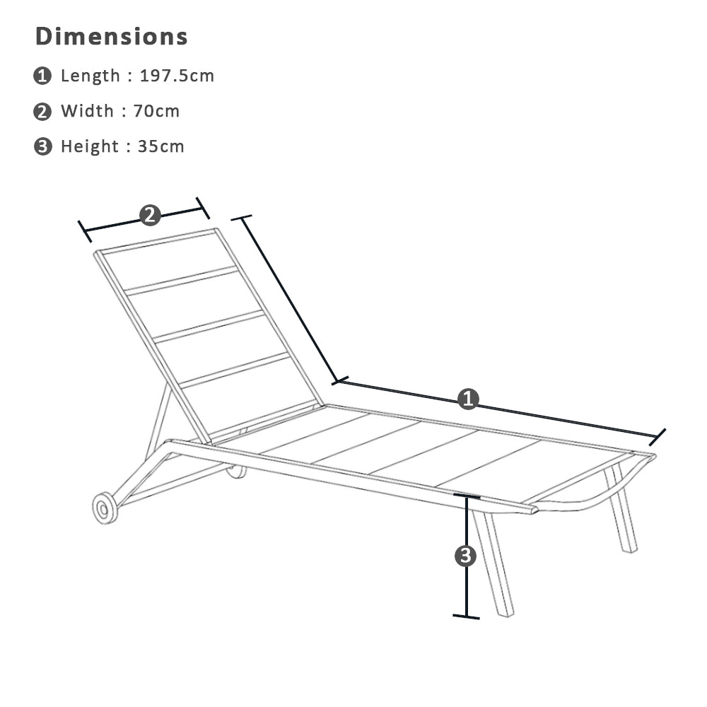 Seaford Outdoor Aluminium Sun Lounge on Wheels