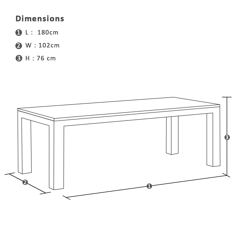 Balmoral 1.8m Outdoor Teak Top Aluminium Table with 6 Hugo Rope Chairs