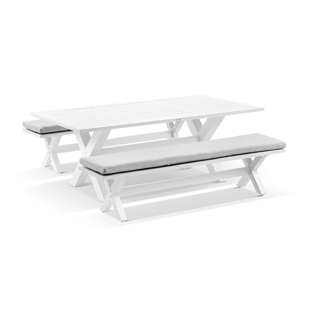 Buy Tahitian 2.1m Outdoor Aluminium Dining Setting with Bench Seats by