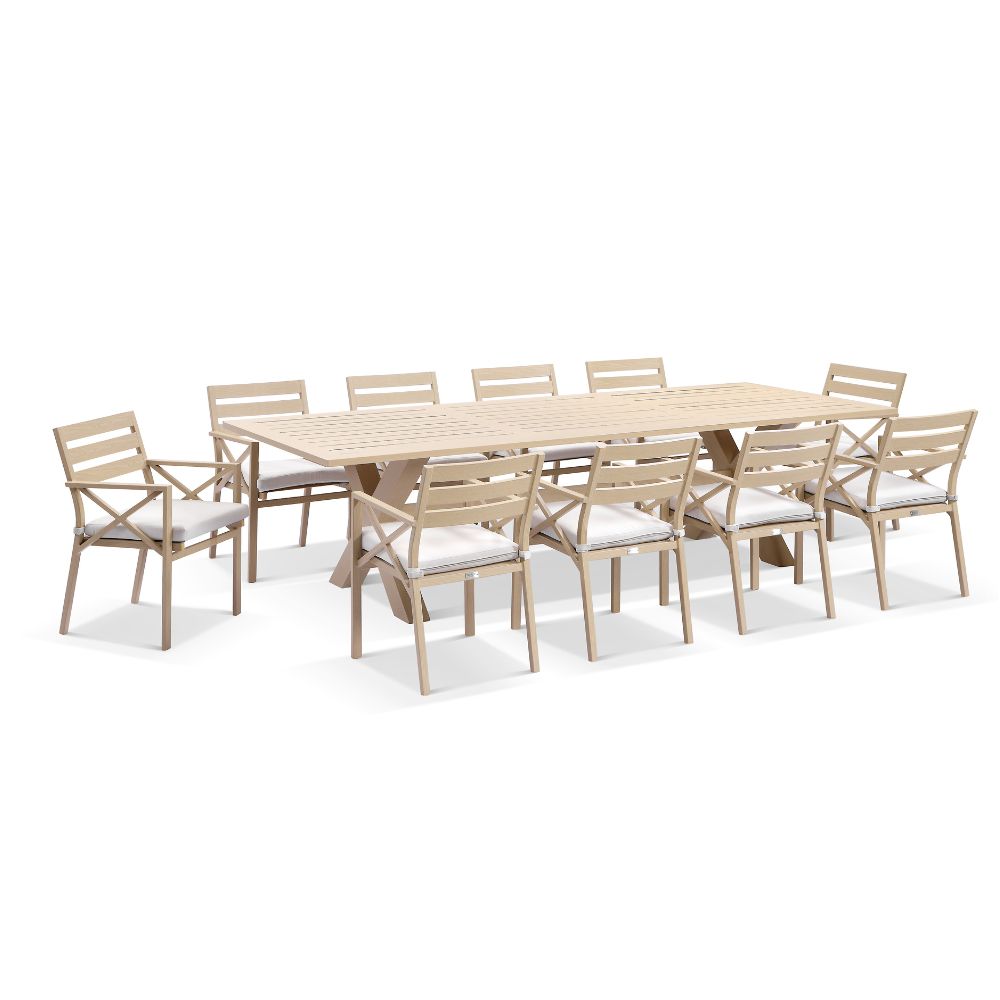 Tahitian 3m Aluminium Dining Table With 10x Kansas Chairs