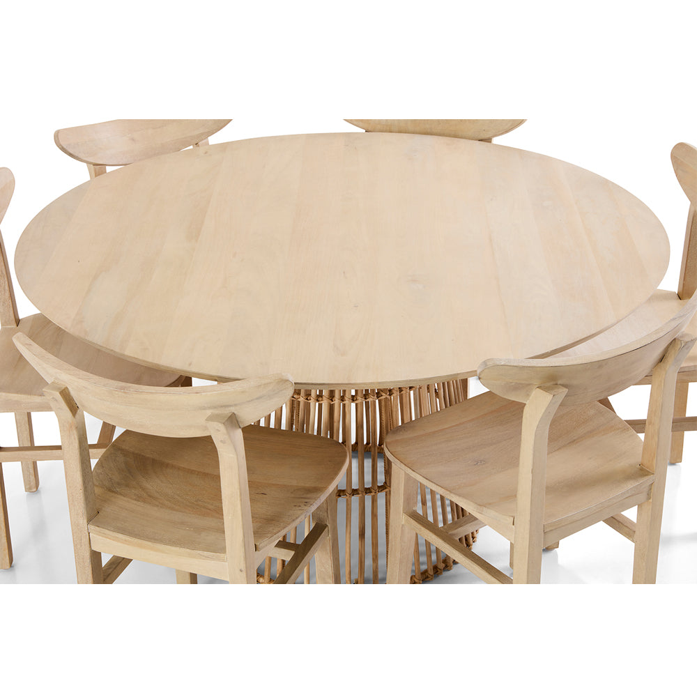Tamborine Indoor 1.4m Round Dining Setting with 6x Ballina Chairs