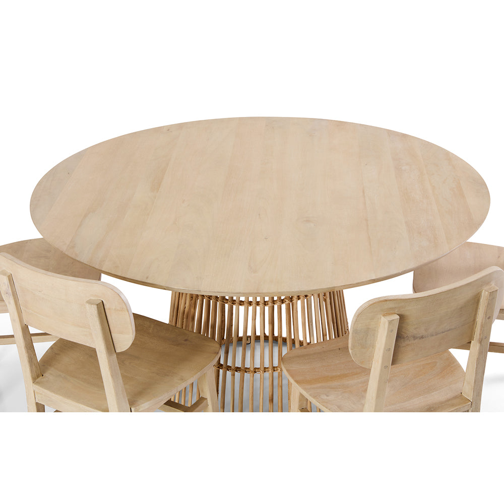 Tamborine Indoor 1.4m Round Dining Setting with 6x Ettalong Chairs