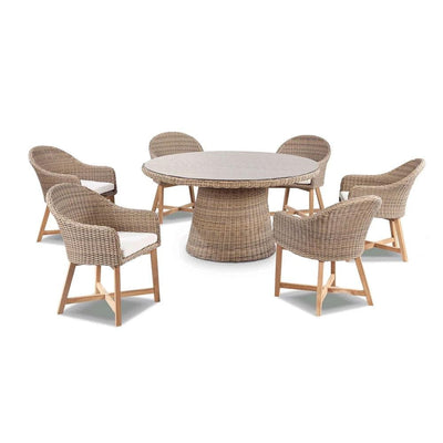 Plantation 6 with Coastal Outdoor Wicker Dining Chairs