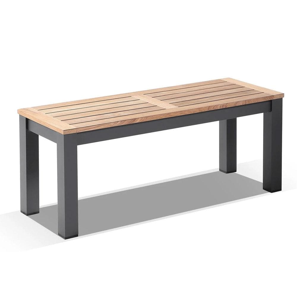 Balmoral 2.5m Teak Top Aluminium Table with 2 Bench Seats and 5 Chairs