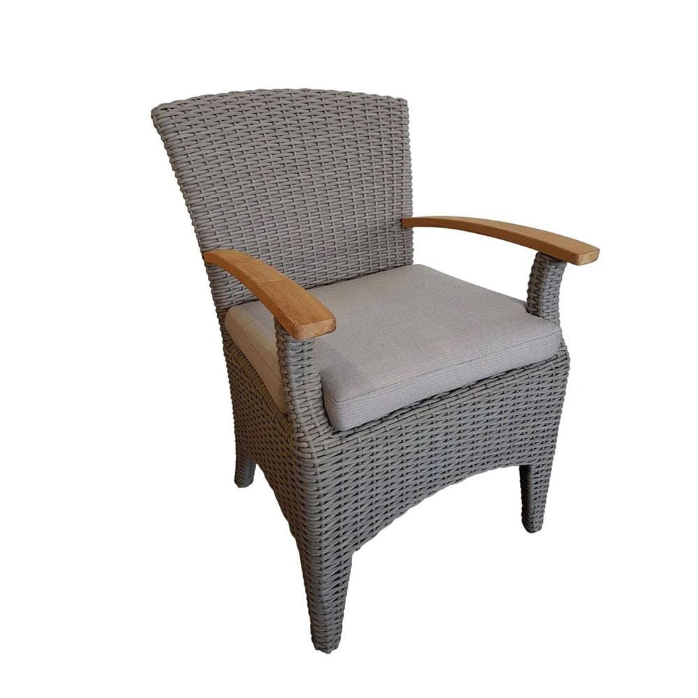 Kai Outdoor Wicker and Teak Dining Arm Chair