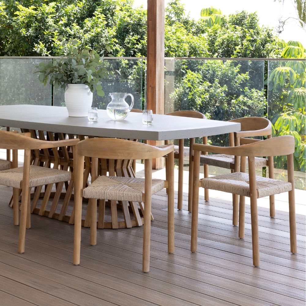 Waverley 2.6m Indoor Outdoor Concrete Look Dining Set With 8 Kotara Chairs