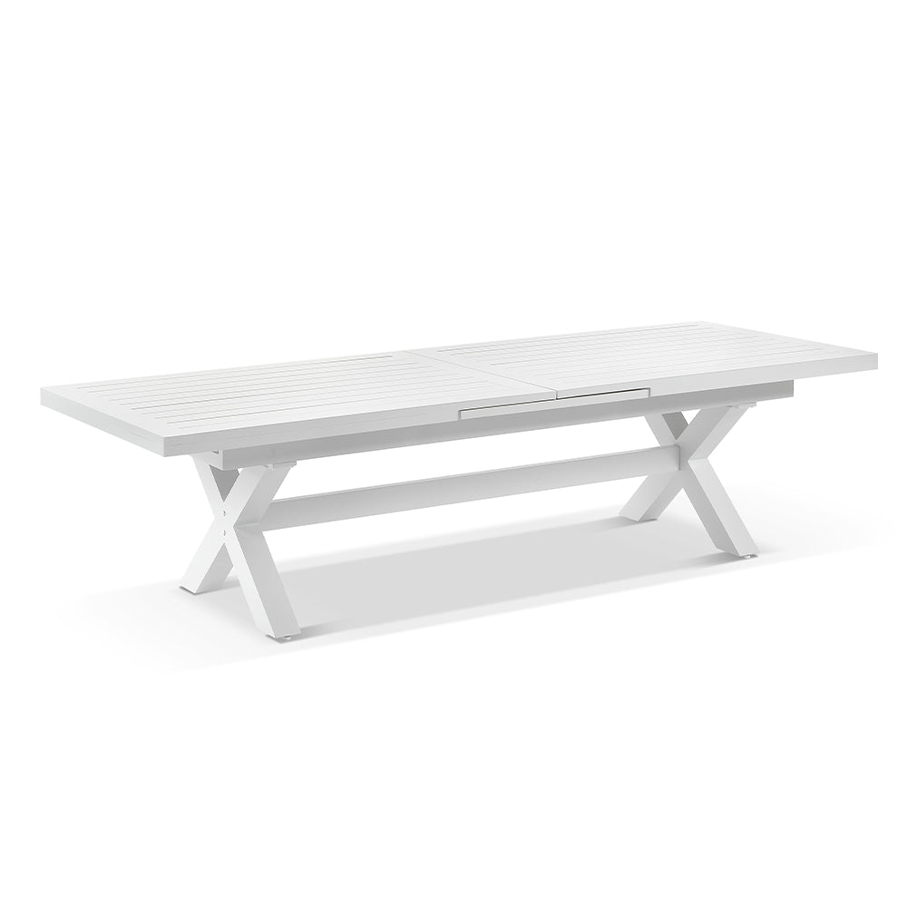Austin Outdoor 3m - 3.8m Extension Aluminium Table with 12 Hugo Rope Dining Chairs