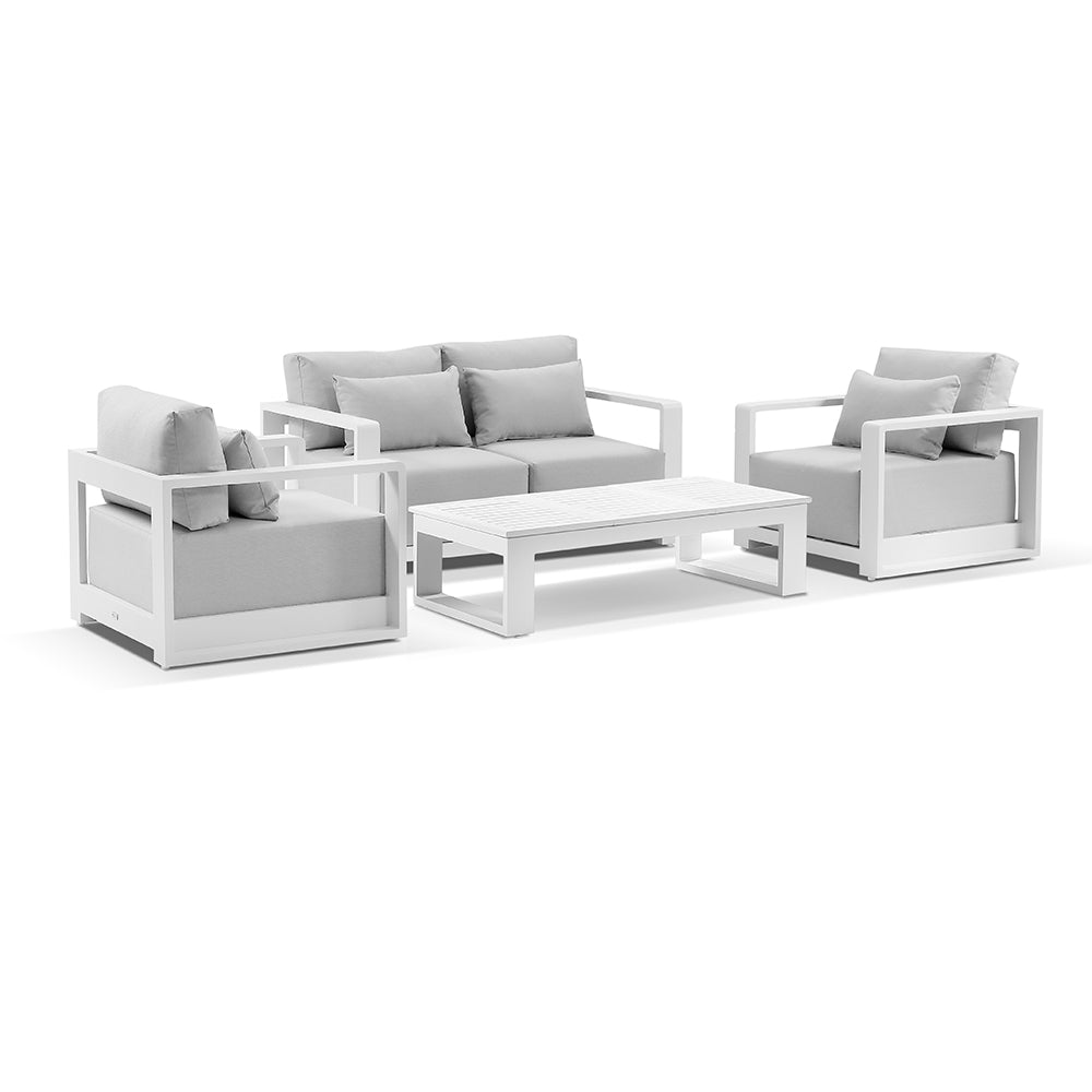Buy Whitehaven 2+1+1 Seater Outdoor Aluminium Lounge Set with Santorini