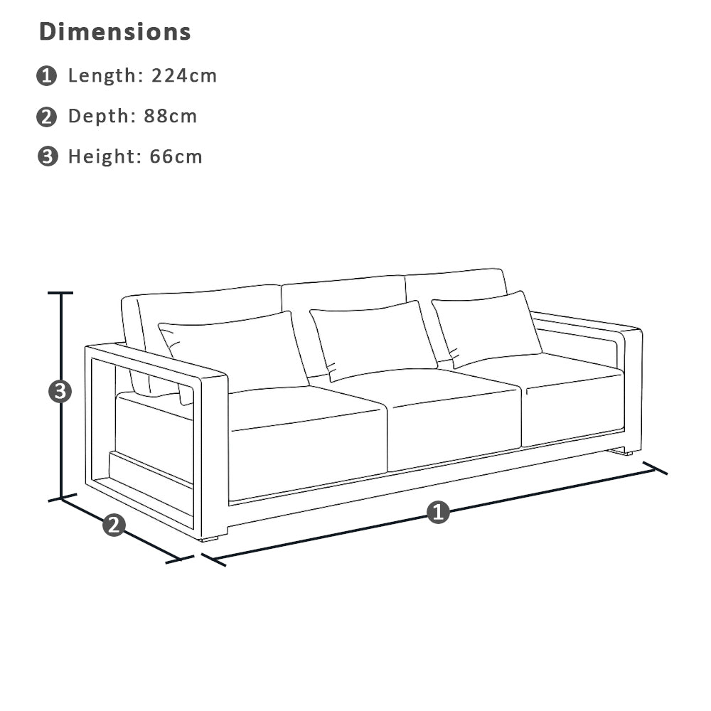 Whitehaven 3+1+1 Outdoor Aluminium Lounge with Sunbrella Cushions with Santorini Coffee Table