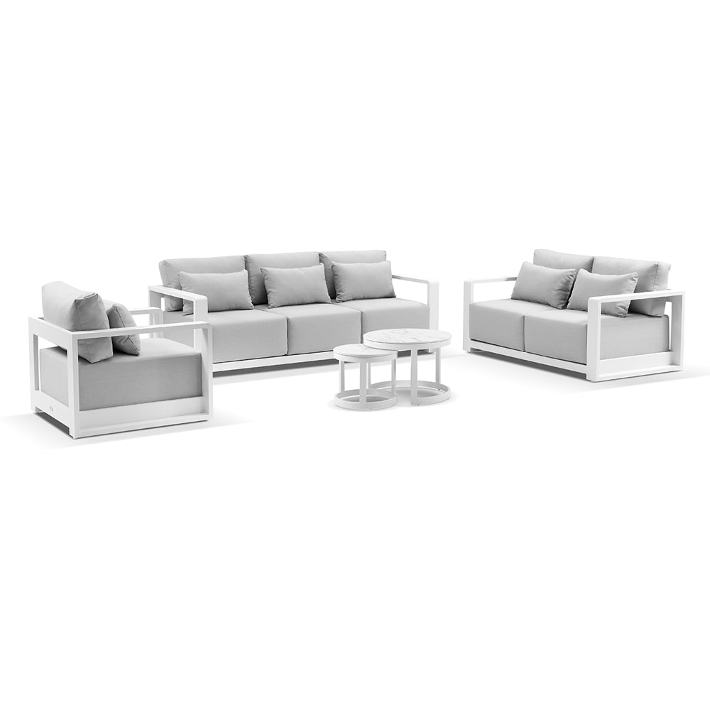 Whitehaven 3+2+1 Seater Outdoor Aluminium Lounge with Hugo Coffee Table