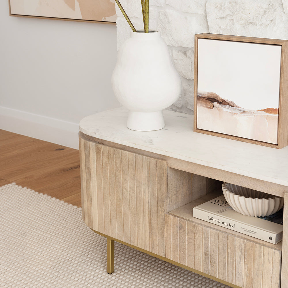 Abbotsbury Indoor Marble Top TV Entertainment Unit