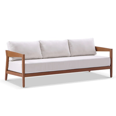 Bronte 3 Seater Outdoor Teak Look Aluminium Lounge with Sunbrella Cushions
